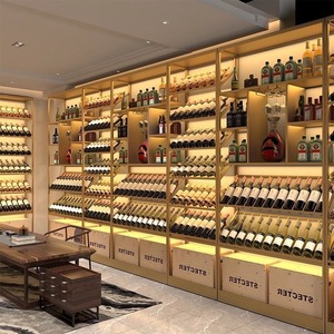 TJ.MOREE Scaffale a 3 ripiani per bottiglie di liquore per whisky e liquori, mensole da bar retrò