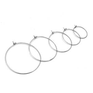 Pendientes de aro de acero inoxidable con forma de círculo, unisex, para uso diario H1019 - Product Image 3
