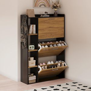 Zapatero Combohome con 3 solapas, zapatero estrecho con 3 estantes abatibles y 4 compartimentos de almacenamiento - Product Image 4