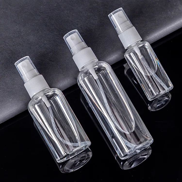 Wiederverwendbare sterile PET-Sprühflasche aus Kunststoff transparenter feiner Nebel für Handseife flüssige Hautpflege verfügbar 30 ml 50 ml 100 ml