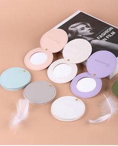 Wholesale Portable Customizable LOGO PU Round Leather <b>Makeup</b> Mirrowith Logo for Small Gift - Product Image 1