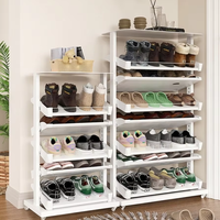 UZIA-201-6.6 Meuble à chaussures rotatif autoportant avec étagère de rangement, design moderne français, mobilier de maison