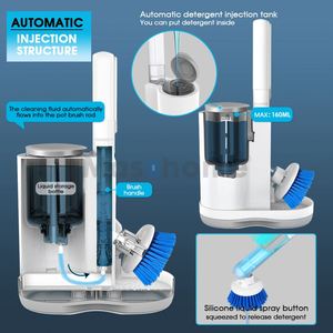 Brosse de nettoyage intelligente à injection automatique par pression avec distributeur de savon pour la vaisselle et le nettoyage de la cuisine - Product Image 3