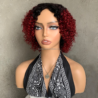 Perruques courtes JAMBALAYA en cheveux humains à 50 %, coupe pixie, noires ondulées, courtes et dégradées, pour femmes noires