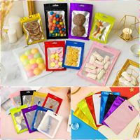 Sacs refermables en Mylar avec fenêtre, sacs échantillons à fermeture éclair, pochettes doublées de papier aluminium avec trou de suspension