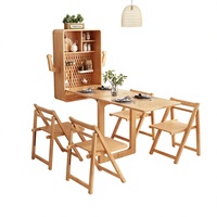 Japanischer Stil Moderner Minimalistischer Massivholz-Klapptisch Kompaktes Wohnmöbel Esszimmer-Set Kreativ Ausziehbar