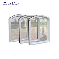 Fenêtres et portes résistantes aux ouragans, à rupture de pont thermique, coupe-vent, en aluminium extérieur, triple vitrage, verre cintré fixe, allemand
