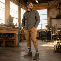 Chaussettes épaisses à coussinets pour hommes, marque privée, rayures ethniques vintage, durables, pour le travail, la randonnée et le quotidien
