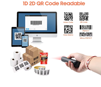 Escáner de Códigos de Barras Inalámbrico Portátil BT QR, Mini Lector de Códigos de Barras 1D 2D Alacrity para Android POS, Disponible en Negro