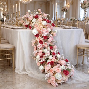 HK-FR029 Camino de Mesa de Flores Artificiales de Seda para Bodas, Camino de Mesa de Rosas, Decoración Floral para Bodas - Product Image 1