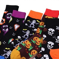 Chaussettes mi-mollet d'Halloween, chaussettes de couple unisexes à motif de dessin animé, chaussettes longues douces et respirantes pour les fêtes et le quotidien