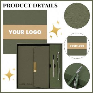 Sturdy Thick Paper Notebook with Leather-Look Cover in Stylish Gift Box and with Matching Pen - Product Image 6