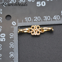Fermoirs en forme de nœud CZ plaqué or antirouille sans Nickel, de grande taille pour la fabrication de bracelets et de bijoux, vente en gros