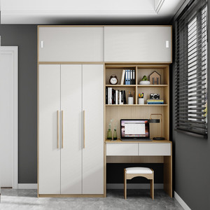 Armario de madera de una pieza con diseño personalizado, armario <span class=keywords><strong>plegable</strong></span> de tela multicapa, librería de escritorio para tocador de dormitorio - Product Image 3
