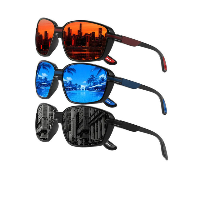 Tac Lens Bicycle Glasses Fashionable Resin Frame for Hiking Adult Outdoor Sports Sunglasses with UV Protection Gold