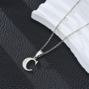 Collier avec lettres en acier inoxydable, pendentif avec initiales de l'alphabet, chaîne pour femmes, usage quotidien, cadeau, bijoux à la mode - Product Image 4