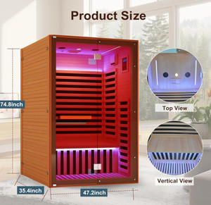 Sauna Infrarouge Personnalisé Meilleure Vente pour 2 Personnes, Sauna <span class=keywords><strong>d</strong></span>'Intérieur en Bois de Pruche, Cabine de Sauna Sec - Product Image 2