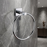 Porte-serviettes mural robuste en chrome Metalique 52042-CR pour hôtel et cuisine, accessoires de salle de bain ronds