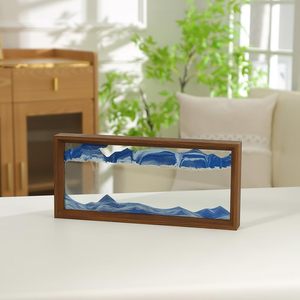 Bewegliche Sand-Landschaftskunst Sanduhr Moderner Holz-Glas-Rahmen Heim-Fotorahmen Stressabbauendes Ornament Wohnzimmer Wein - Product Image 2