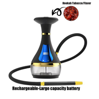 Set Hookah Elektronik Mewah Berkualitas Tinggi yang Dapat Diisi Ulang dengan Layar LED Portabel, Cerdas, untuk Bar Kopi dan Wadah Air Shisha