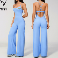 Combinaison pour femme à haute élasticité et effet amincissant, respirante, pour le yoga et le fitness, une pièce, à jambes larges