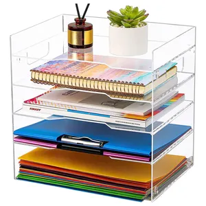 5 Layers Organizer Desktop Rack Storage Tray Basket Acrylic Letter Tray Office Desk Organizers