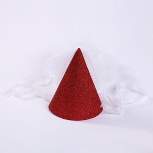 Sombreros <span class=keywords><strong>de</strong></span> fiesta <span class=keywords><strong>de</strong></span> tela dorada con cono brillante, gorros <span class=keywords><strong>de</strong></span> cumpleaños para niños y adultos, decoraciones <span class=keywords><strong>de</strong></span> fiesta con velo <span class=keywords><strong>de</strong></span> princesa - Product Image 4