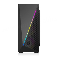 Boîtier PC de bureau BAJEAL, tour complète ATX, boîtier de jeu en métal, bande lumineuse LED, panneau latéral en acrylique, ports USB/audio, alimentation ATX en stock