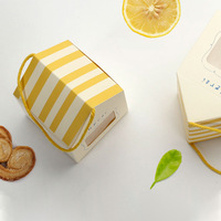 Gelb-Blaue Streifen Hausförmige Geschenkpapierbox