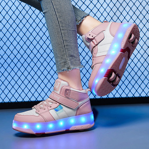 Flashing Roller Shoes For Kids With Lights And Wheels Youth Transformable Sneakers Size 30-42 - Product Image 2