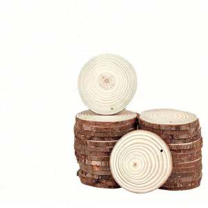 Rodajas de Madera de Pino Natural de 3cm-20cm, Discos de Corteza de Árbol sin Acabado, Hechos a Mano, de Lujo, para Cuidado Personal y Pintura - Product Image 4