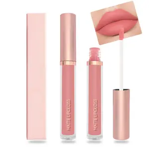 Tube rond en or rose imperméable à l'eau marque privée logo personnalisé oem odm vente en gros rouge mat brillant à lèvres liquide velours rouge à lèvres brillant à lèvres