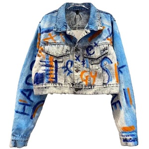 Chaqueta vaquera de mujer estilo retro Y2K con grafitis pintados a mano, holgada y a la moda, ¡la más vendida! - Product Image 4