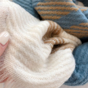 <strong>Japanese</strong> Color Blocked <strong>Geometric</strong> Warm Scarf Women's Winter Long Style Temperament Shawl Scarf - Product Image 3