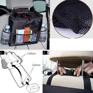 Bolsa de almacenamiento aislada para respaldo de asiento de coche, organizador de tela Oxford negra de 5L con compartimento refrigerador para viajes y uso diario - Product Image 3