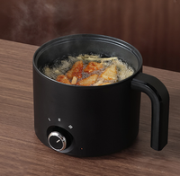 Mini-cocotte portable 1,8 L, marmite électrique antiadhésive polyvalente avec couvercle en verre transparent, idéale pour les dortoirs étudiants et la cuisine à domicile