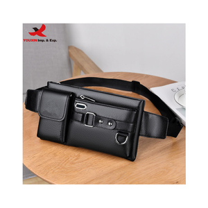 Single Over the Shoulder Bags PU Leather Crossbody Custom Slim Cowhide <b>Men</b> Waist Fanny Pack Waist Bags - Product Image 2