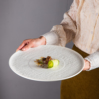 Assiette à dessert plate en céramique blanche, style européen, finition de luxe, sans plomb ni cadmium, écologique et durable, prix d'usine, vente en gros