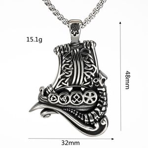 Collier pendentif bateau viking pour homme, argent tibétain, design vintage, bijou cadeau, motif géométrique, collier puissant - Product Image 5