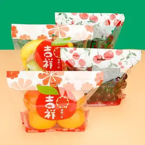 Aangepaste Fruit Behoud Zak Druif Verpakking Zak Wegwerp Transparante Zelfsluitende Fruit Winkel Verpakking Zak