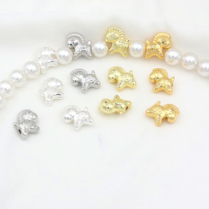 Cuentas espaciadoras de caballo del zodíaco, chapadas en oro de 18k y plata sobre cobre, accesorios de joyería para pulseras y collares DIY - Product Image 2