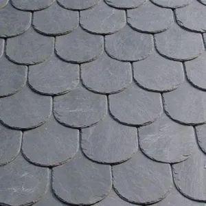 独特的40 * 20厘米环保天然鱼鳞黑色石板屋顶瓷砖装饰