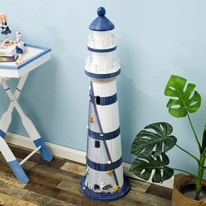 Decoración de Faro, 1.2m, Madera de Pino, Redondo, Tema Oceánico, Decoración para Sala de Estar y Hogar - Product Image 3