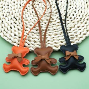 Custom <b>Cute</b> <b>Bear</b> Metal Keychain PU Leather Cartoon Animal Bag Charm for Soft-Stuffed Promotional Accessory - Product Image 3