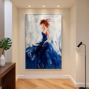 Peinture abstraite élégante de femme, œuvre d'art texturée, peinture à l'huile sur toile, décoration pour la maison, hôtel, art mural décoratif esthétique - Product Image 2