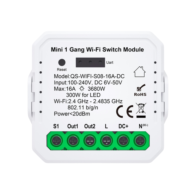 Home Automation DIY Intelligent Wifi Wireless Remote Control Relay Module AC100-240V DC5V-60V Dry Contact 16A Switch Module