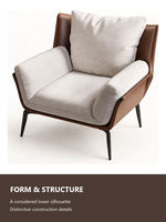 Fauteuil d'appoint moderne rembourré en tissu aspect cuir, fauteuil individuel pour salon, coin lecture, hall d'hôtel