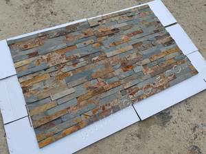 Panneau mural extérieur en pierre de culture ardoise rouillée naturelle Carreaux d'ardoise extérieure carrée avec résistance antiacide à l'érosion 1 vendu - Product Image 2