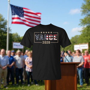 Camiseta Vance 2028 con diseño de bandera estadounidense para campaña política - Product Image 3