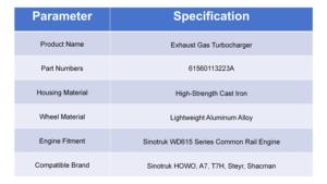 Turbolader 61560113223A Abgasaufluftergaber für Sinotruk HOWO A7 T7H WD615 Diesel-LKW-Motor Ersatzteile M - Product Image 6